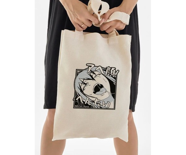 Эко сумка шоппер бежевый Delicious Hentai Ахегао лицо хентай