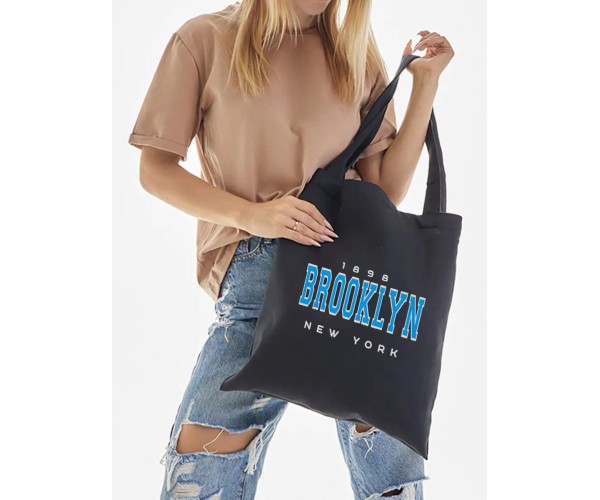 Шоппер Brooklyn New York y2k черный эко сумка с принтом
