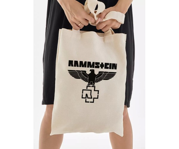 Шоппер Рамштайн Rammstein logo Ramstein лого бежевый сумка