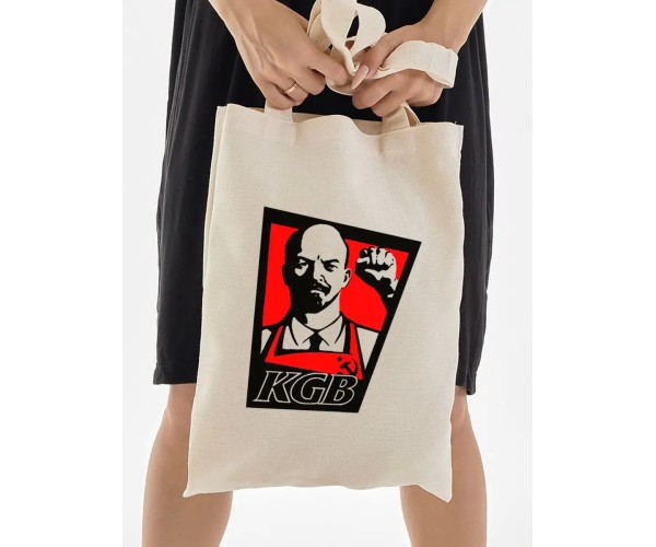 Шоппер KGB Ленин СССР y2k aesthetic бежевый эко сумка