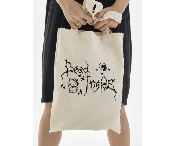 Эко сумка шоппер аниме бежевый с принтом без молнии