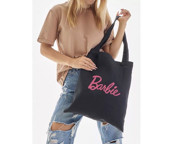 Шоппер Barbie Барби стиль черный сумка с принтом barbiecore