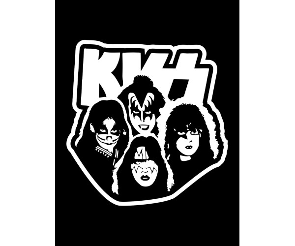 Шоппер Kiss Кисс участники черный сумка с принтом рок