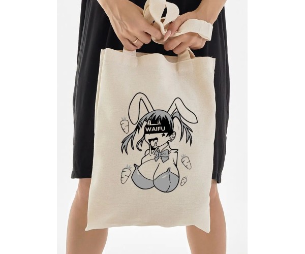 Эко сумка шоппер бежевый аниме тян принт хентай вайфу anime