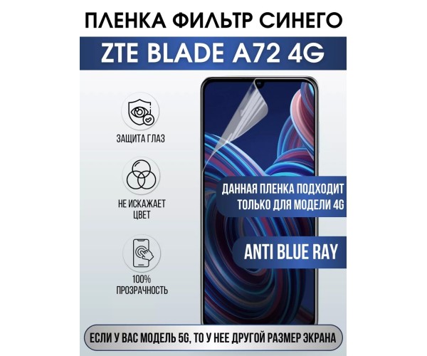 Гидрогелевая защитная пленка ZTE Blade A72 4G anti blue ray