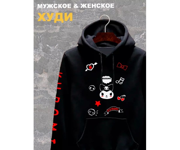 Худи Куроми Kuromi куромми Hello Kitty черное с принтом