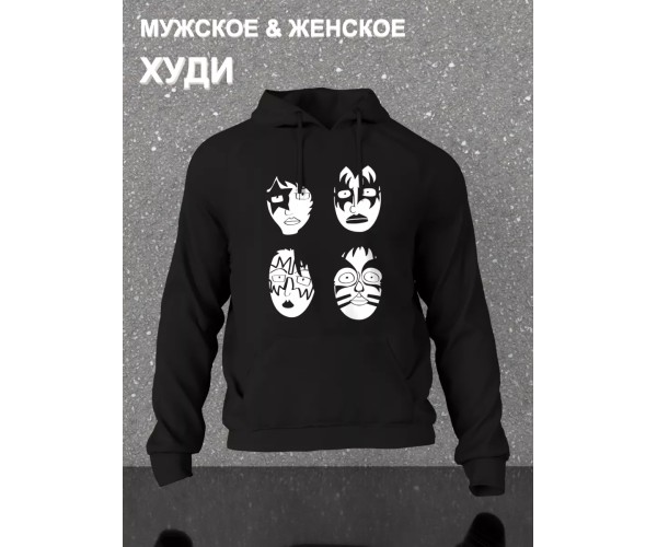Худи Кисс Kiss состав черное с принтом рок группа