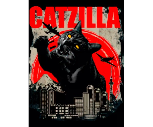 Шоппер Catzilla котзилла черный кот мем сумка