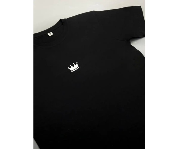 Черная футболка принт с короной король королева королевская