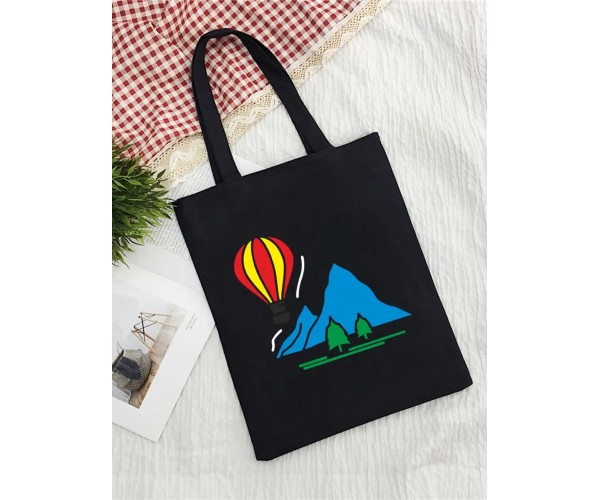 Эко сумка шоппер хозяйственная с принтом Вздушный шар горы