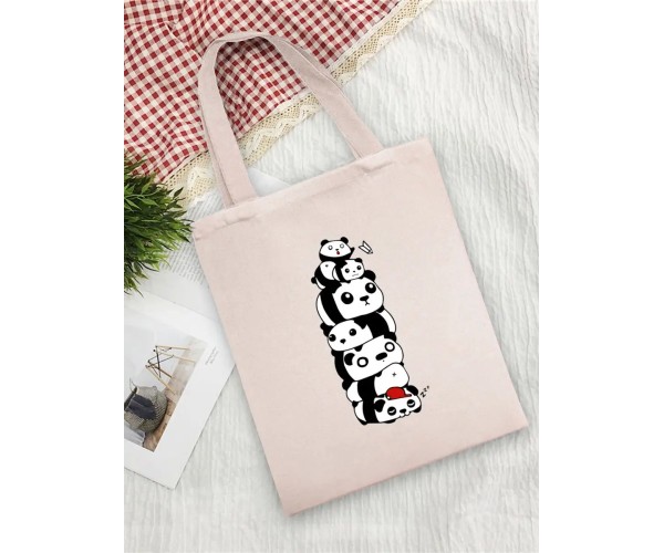 Эко сумка шоппер хозяйственная тканевая с принтом Pandas